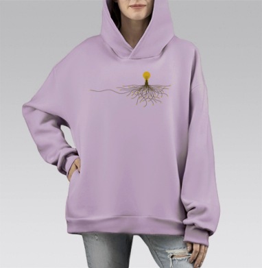 Идея в лампочке питается множеством энергий, Hoodie Mono Fiolet, оверсайз, утепленная