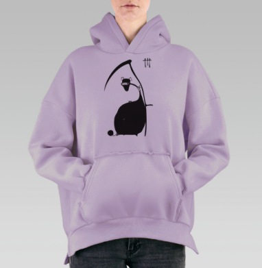 Ироничный толстый Жнец с косой и гирей, Hoodie Oversize Fiolet, утепленная