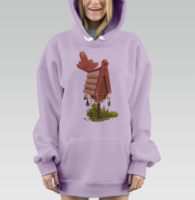 Сказочный скворечник-птица на курьих ножках, Hoodie Mjhigh Dig Mel, Fiolet, утепленная