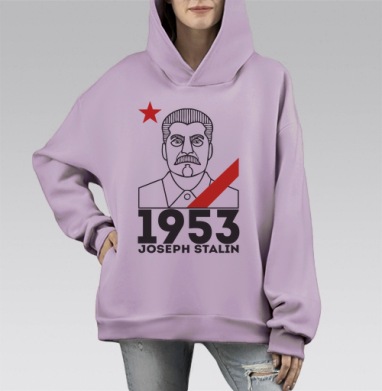 Joseph Stalin 1953, Hoodie Mono Fiolet, оверсайз, утепленная