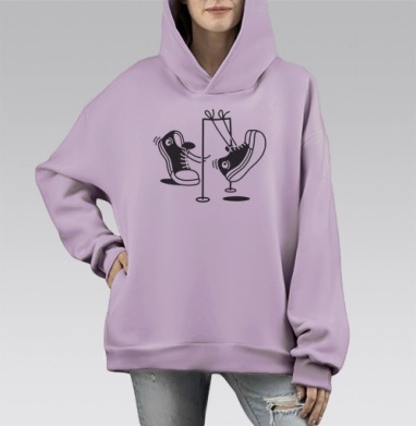 КАЧЕЛИ, Hoodie Mono Fiolet, оверсайз, утепленная