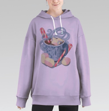Какао с зефирками, Hoodie Long Oversize Fiolet