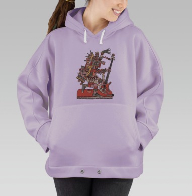 Музыкант древних цивилизаций с бас-гитарой, Hoodie Oversize Fiolet