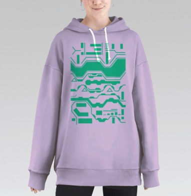 Футуристический узор в стиле киберпанк, Hoodie Long Oversize Fiolet
