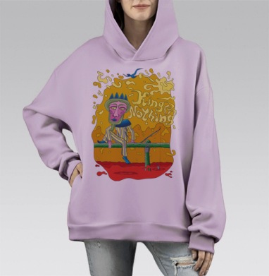 King Nothing, Hoodie Mono Fiolet, оверсайз, утепленная