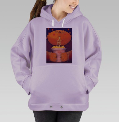 Пухлый человек с удовольствием ест лапшу, Hoodie Oversize Fiolet
