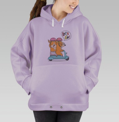 Весёлая поездка корги на скутере, Hoodie Oversize Fiolet