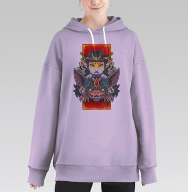 Могучая женщина-демон в японском стиле, Hoodie Long Oversize Fiolet