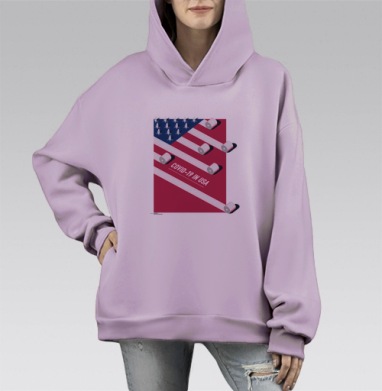 Флаг США в эпоху COVID-19 с символами пандемии, Hoodie Mono Fiolet, оверсайз, утепленная