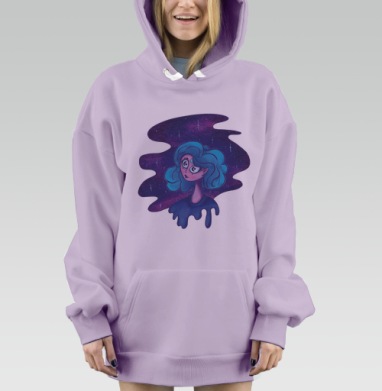 Сюрреалистичный персонаж с тремя глазами и синими волосами, Hoodie Mjhigh Dig Mel, Fiolet, утепленная
