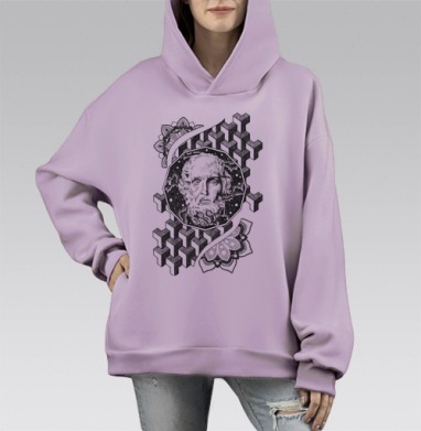 Космический мужик, Hoodie Mono Fiolet, оверсайз, утепленная