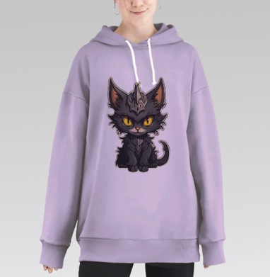 Кот-кошмарик., Hoodie Long Oversize Fiolet