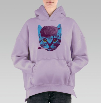 Кот гоп-стоп, Hoodie Oversize Fiolet, утепленная