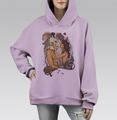 Кроликачасы, Hoodie Mono Fiolet, оверсайз, утепленная