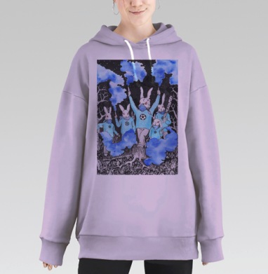 Кролики около футбола, Hoodie Long Oversize Fiolet