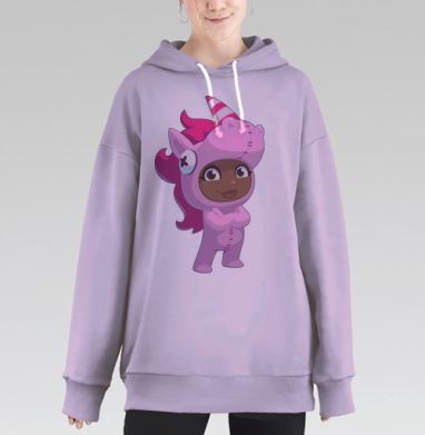 Мягкий детский костюм Единорога в розовых тонах, Hoodie Long Oversize Fiolet