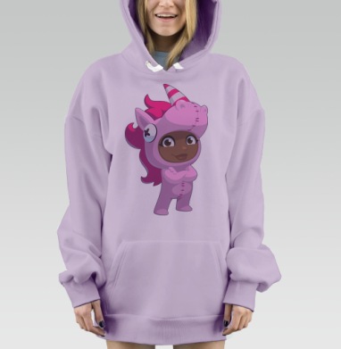 Мягкий детский костюм Единорога в розовых тонах, Hoodie Mjhigh Dig Mel, Fiolet, утепленная