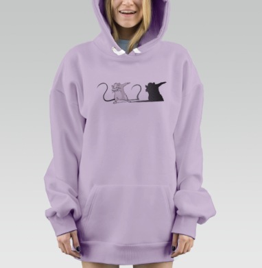Крыса 'Дэб' с цифрами 2020 в чёрно-белой графике, Hoodie Mjhigh Dig Mel, Fiolet, утепленная