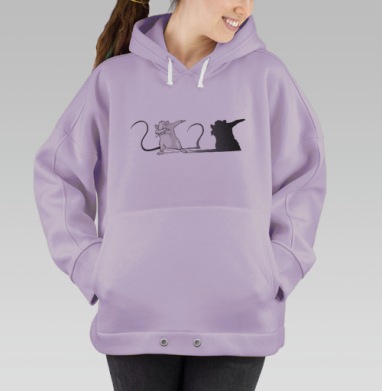 Крыса 'Дэб' с цифрами 2020 в чёрно-белой графике, Hoodie Oversize Fiolet