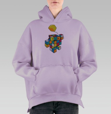 Весёлый робот из кубиков Рубика с шариком, Hoodie Oversize Fiolet, утепленная