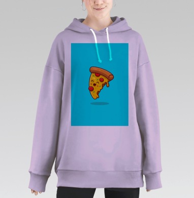 Веселый антропоморфный кусочек пиццы, Hoodie Long Oversize Fiolet