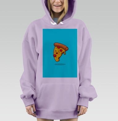 Веселый антропоморфный кусочек пиццы, Hoodie Mjhigh Dig Mel, Fiolet, утепленная
