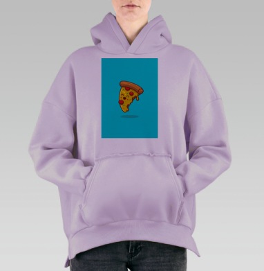 Веселый антропоморфный кусочек пиццы, Hoodie Oversize Fiolet, утепленная