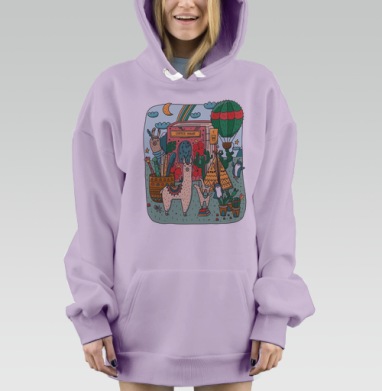 Ламы у кофейни в волшебном лесу, Hoodie Mjhigh Dig Mel, Fiolet, утепленная