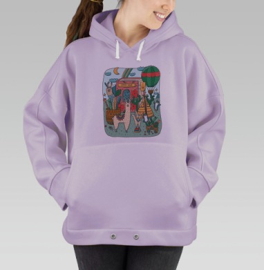 Ламы у кофейни в волшебном лесу, Hoodie Oversize Fiolet