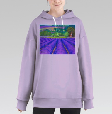 Церемониальное поле лаванды в лучах заката, Hoodie Long Oversize Fiolet