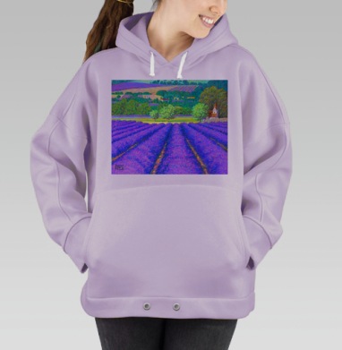 Церемониальное поле лаванды в лучах заката, Hoodie Oversize Fiolet