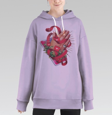 Молитвенные руки в цифровом поклонении, Hoodie Long Oversize Fiolet