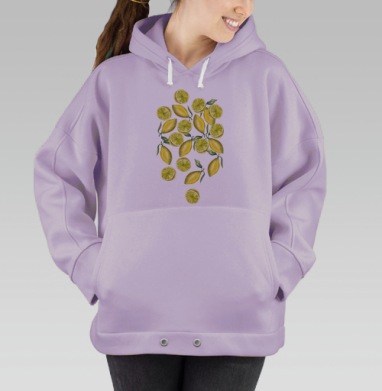 Свежий лимонный паттерн акварелью, Hoodie Oversize Fiolet