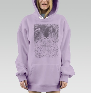 Ужасающий скелет в органических корнях, Hoodie Mjhigh Dig Mel, Fiolet, утепленная
