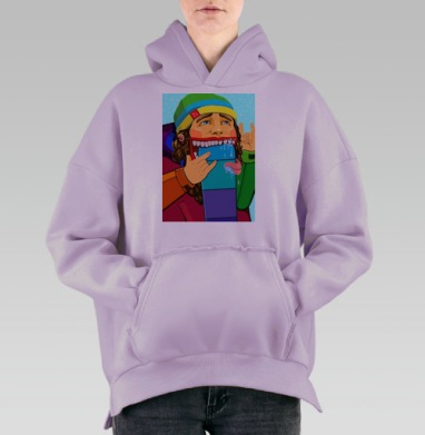 Люблю Сноубординг, Hoodie Oversize Fiolet, утепленная