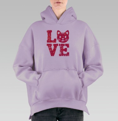Любовь к котам, Hoodie Oversize Fiolet, утепленная