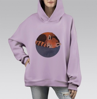 Малая Панда, Hoodie Mono Fiolet, оверсайз, утепленная