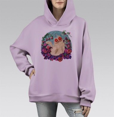 Мартовский Мур, Hoodie Mono Fiolet, оверсайз, утепленная