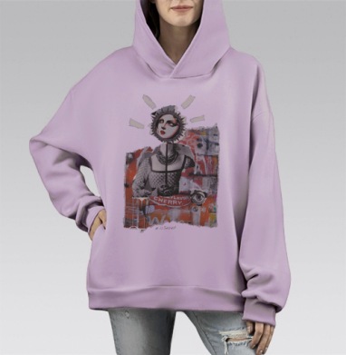 Маска, Hoodie Mono Fiolet, оверсайз, утепленная
