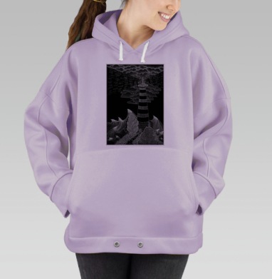 Маяк в штормовом освещении ночи, Hoodie Oversize Fiolet
