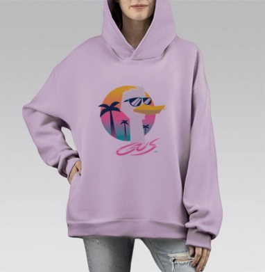 Майами Гусь, Hoodie Mono Fiolet, оверсайз, утепленная