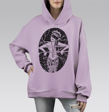 Мечтает, Hoodie Mono Fiolet, оверсайз, утепленная