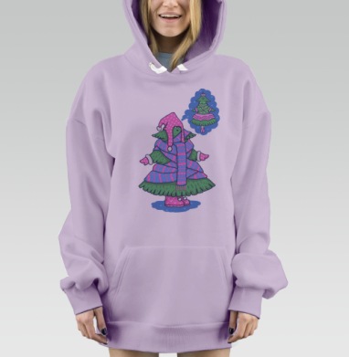 Милая елка в зимней одежде с мечтой о гламуре, Hoodie Mjhigh Dig Mel, Fiolet, утепленная