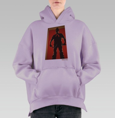 Механический Человек Стилизованное Механическое Изображение Торса, Hoodie Oversize Fiolet, утепленная