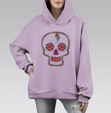 Механический торс сложный механизм с каркасом из ребер, Hoodie Mono Fiolet, оверсайз, утепленная