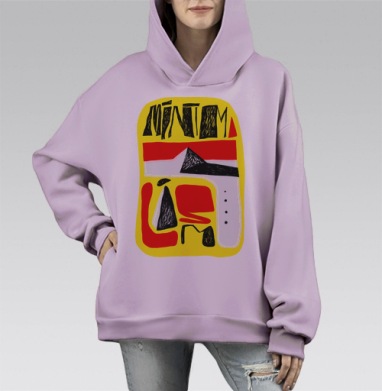 Экспрессивная минималистичная абстракция MÍNIMA, Hoodie Mono Fiolet, оверсайз, утепленная