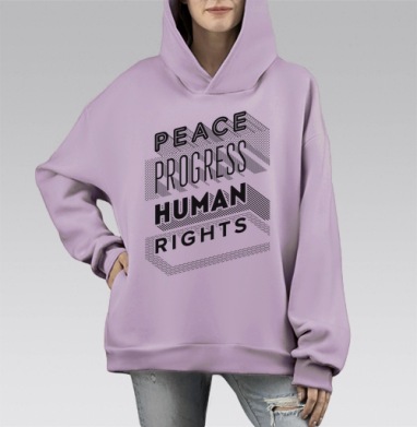 Мир. Прогресс. Права человека, Hoodie Mono Fiolet, оверсайз, утепленная