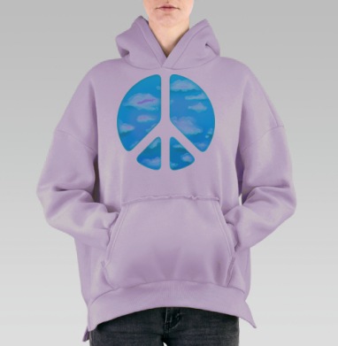 Мирное небо над головой – символ спокойствия, Hoodie Oversize Fiolet, утепленная