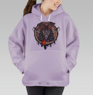 Пиратский бульдог с саблями и треуголкой, Hoodie Oversize Fiolet