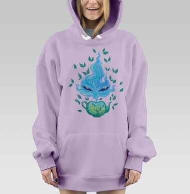 Волшебный дух заваривания бирюзового чая, Hoodie Mjhigh Dig Mel, Fiolet, утепленная